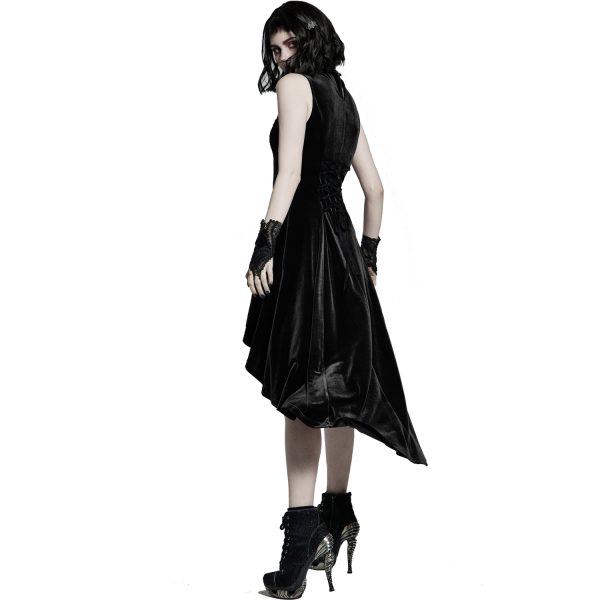 marques de renommée PUNK RAVE Robe Asymétrique ‘Bara’ En Velours Noir 5