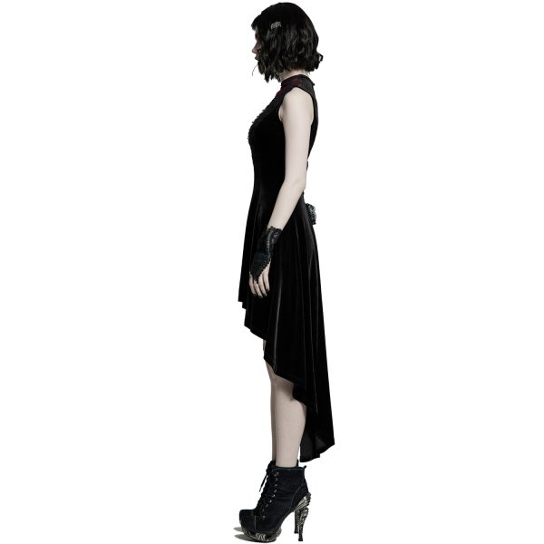 marques de renommée PUNK RAVE Robe Asymétrique ‘Bara’ En Velours Noir 6