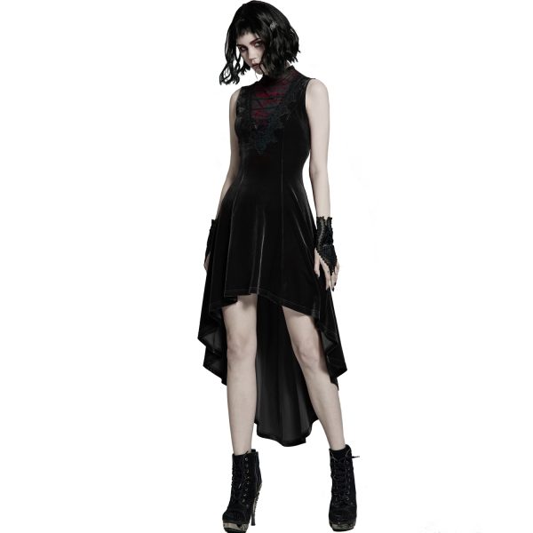 marques de renommée PUNK RAVE Robe Asymétrique ‘Bara’ En Velours Noir 7