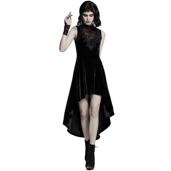 marques de renommée PUNK RAVE Robe Asymétrique ‘Bara’ En Velours Noir 9