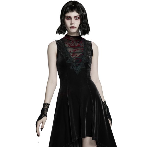 marques de renommée PUNK RAVE Robe Asymétrique ‘Bara’ En Velours Noir 10