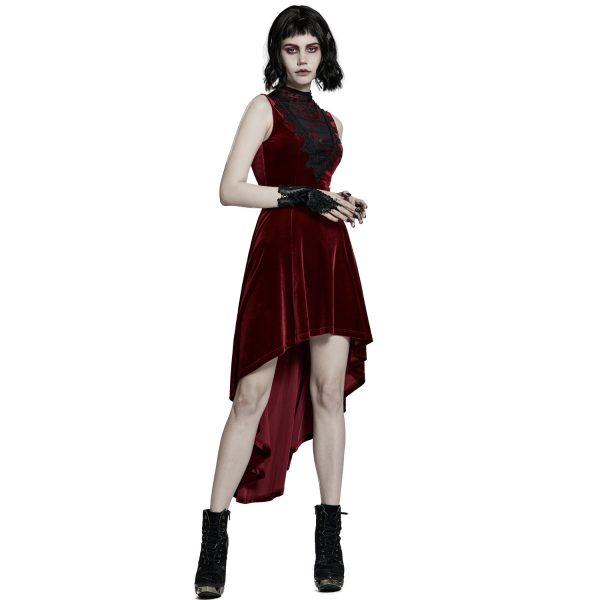 PUNK RAVE Robe Asymétrique ‘Bara’ En Velours Rouge l'unique style 3