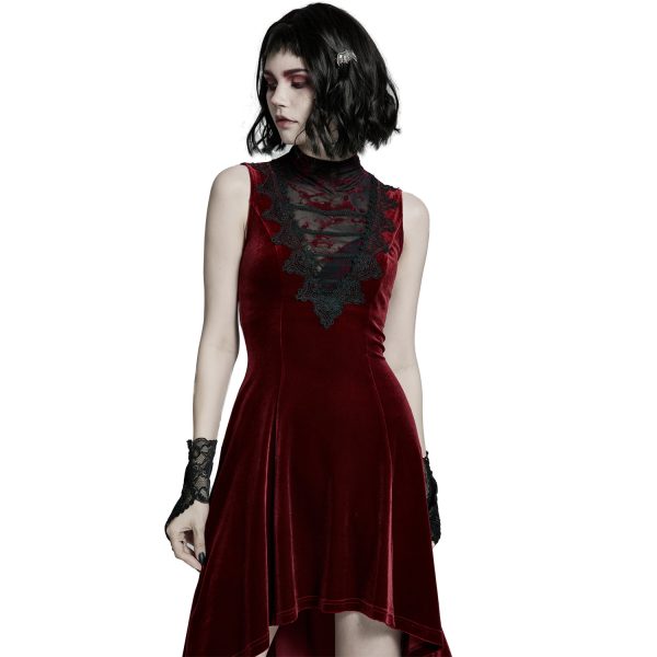 PUNK RAVE Robe Asymétrique ‘Bara’ En Velours Rouge l'unique style 12