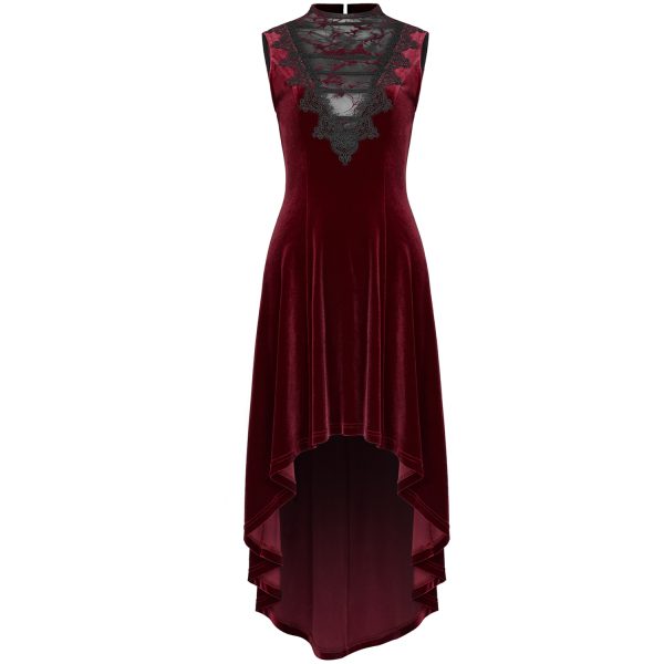 PUNK RAVE Robe Asymétrique ‘Bara’ En Velours Rouge l'unique style 13