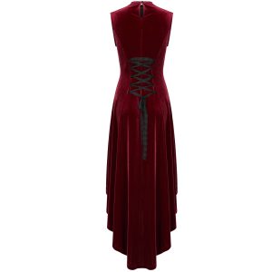 PUNK RAVE Robe Asymétrique ‘Bara’ En Velours Rouge l'unique style 45