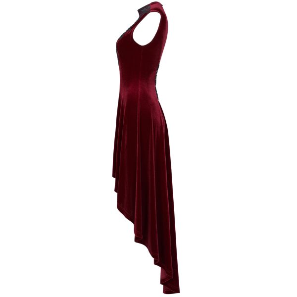 PUNK RAVE Robe Asymétrique ‘Bara’ En Velours Rouge l'unique style 15