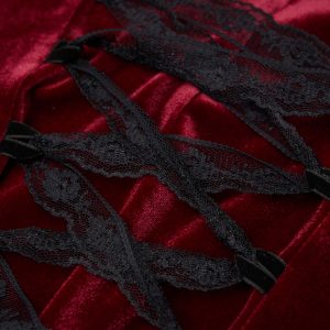 PUNK RAVE Robe Asymétrique ‘Bara’ En Velours Rouge l'unique style 53