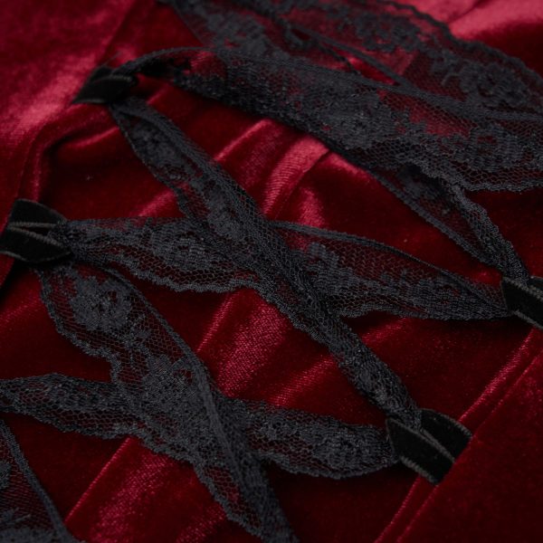 PUNK RAVE Robe Asymétrique ‘Bara’ En Velours Rouge l'unique style 18