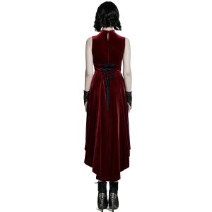 PUNK RAVE Robe Asymétrique ‘Bara’ En Velours Rouge l'unique style 25
