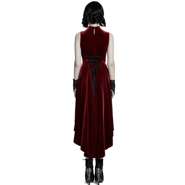 PUNK RAVE Robe Asymétrique ‘Bara’ En Velours Rouge l'unique style 4