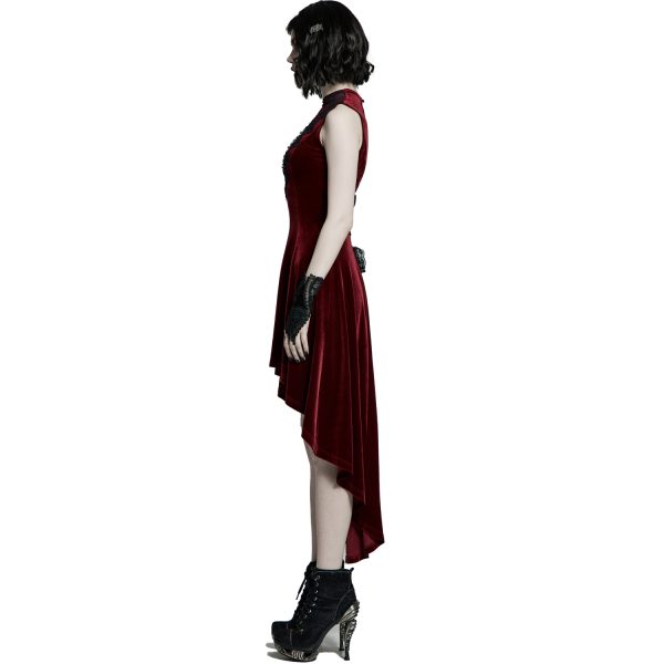 PUNK RAVE Robe Asymétrique ‘Bara’ En Velours Rouge l'unique style 5