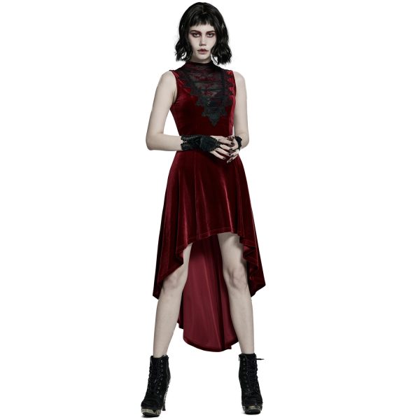 PUNK RAVE Robe Asymétrique ‘Bara’ En Velours Rouge l'unique style 6