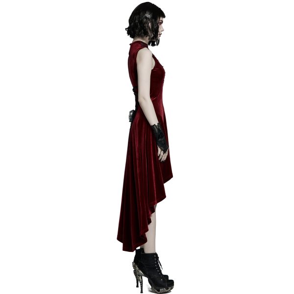 PUNK RAVE Robe Asymétrique ‘Bara’ En Velours Rouge l'unique style 7