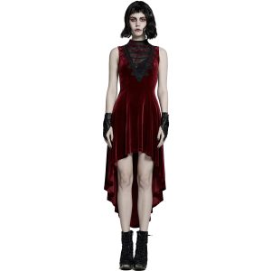 PUNK RAVE Robe Asymétrique ‘Bara’ En Velours Rouge l'unique style 35