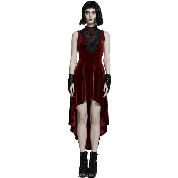 PUNK RAVE Robe Asymétrique ‘Bara’ En Velours Rouge l'unique style 9
