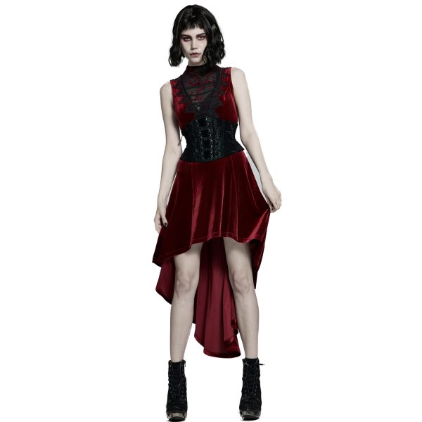 PUNK RAVE Robe Asymétrique ‘Bara’ En Velours Rouge l'unique style 10