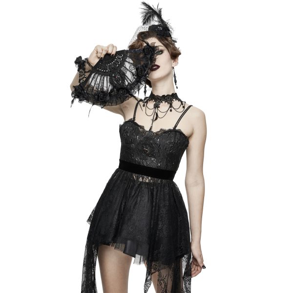 ﻿soldes Eva Lady Robe Asymétrique ‘Fael’ En Dentelle Et Jacquard Noirs 12