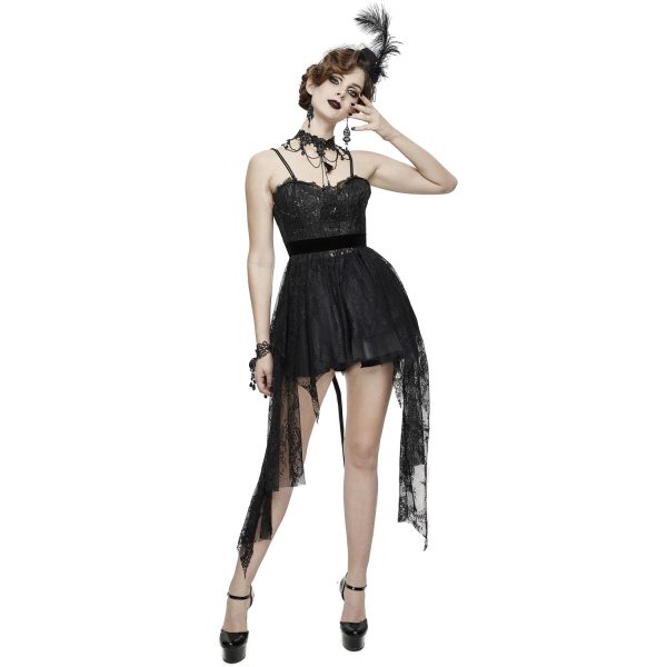 ﻿soldes Eva Lady Robe Asymétrique ‘Fael’ En Dentelle Et Jacquard Noirs 8