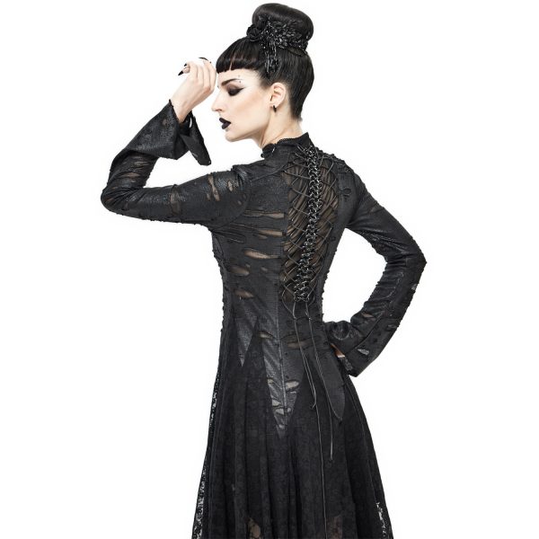 DEVIL FASHION Robe Gothique ‘Dragon Spine’ Noire à prix réduits 11
