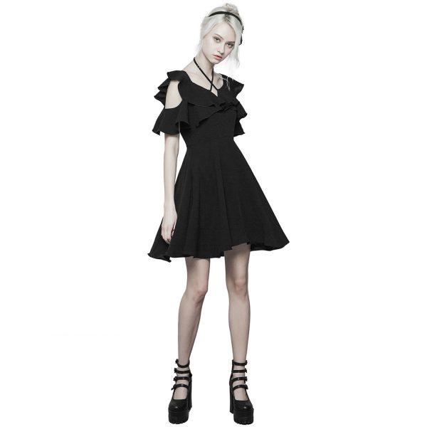 PUNK RAVE Robe Gothique ‘Night Peony’ Noire boutique pas cher 3
