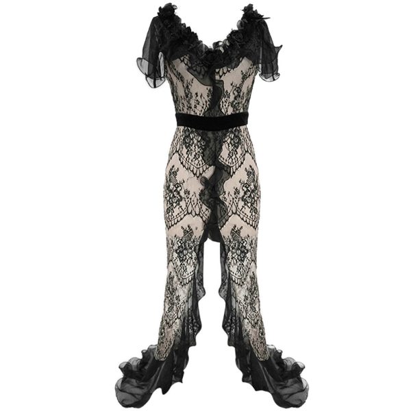 Eva Lady Robe Longue En Dentelle Transparente Et Mousseline… pas cher en ligne 1