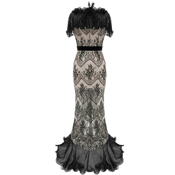 Eva Lady Robe Longue En Dentelle Transparente Et Mousseline… pas cher en ligne 9