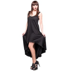 QUEEN OF DARKNESS Robe Longue Noire Avec Dentelle Au Dos garantis authentique 10