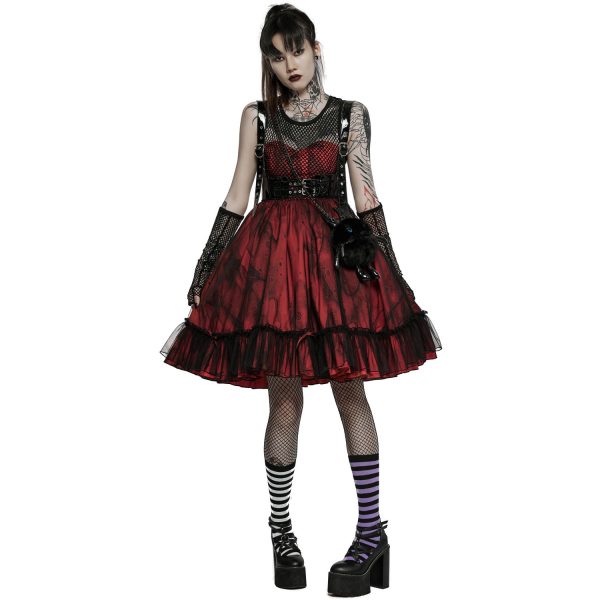 france PUNK RAVE Robe ‘Maelle’ Rouge Et Noire 3