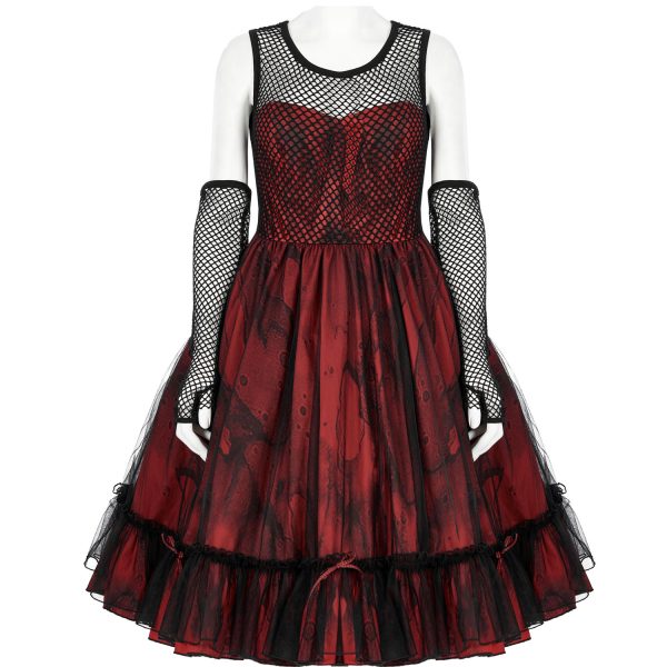france PUNK RAVE Robe ‘Maelle’ Rouge Et Noire 7