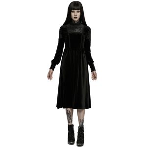 magasin en ligne france PUNK RAVE Robe Taille Haute ‘Carridwen’ En Velours Noir 18
