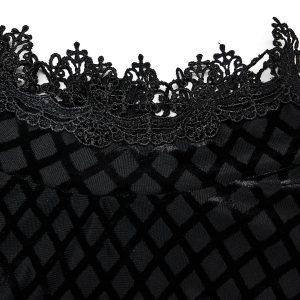 magasin en ligne france PUNK RAVE Robe Taille Haute ‘Carridwen’ En Velours Noir 36