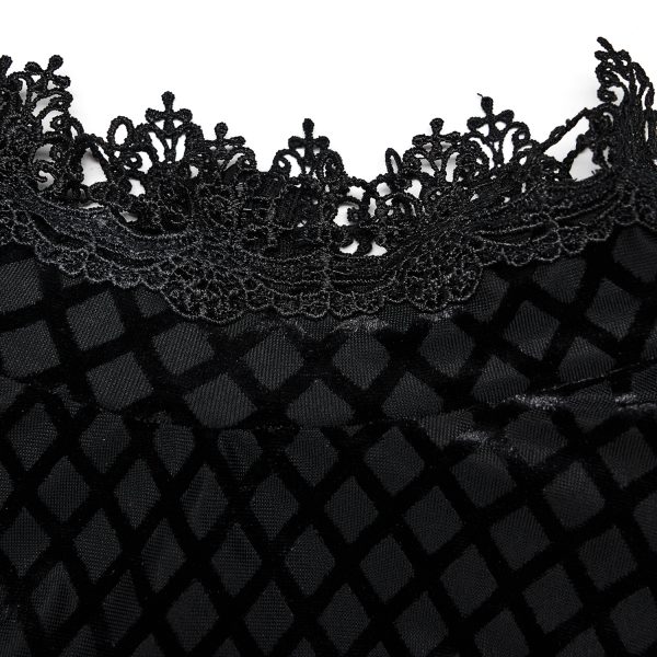 magasin en ligne france PUNK RAVE Robe Taille Haute ‘Carridwen’ En Velours Noir 12