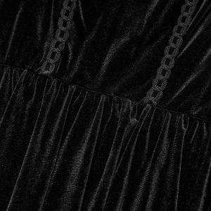 magasin en ligne france PUNK RAVE Robe Taille Haute ‘Carridwen’ En Velours Noir 40