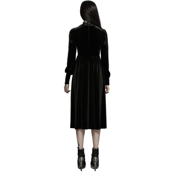 magasin en ligne france PUNK RAVE Robe Taille Haute ‘Carridwen’ En Velours Noir 4