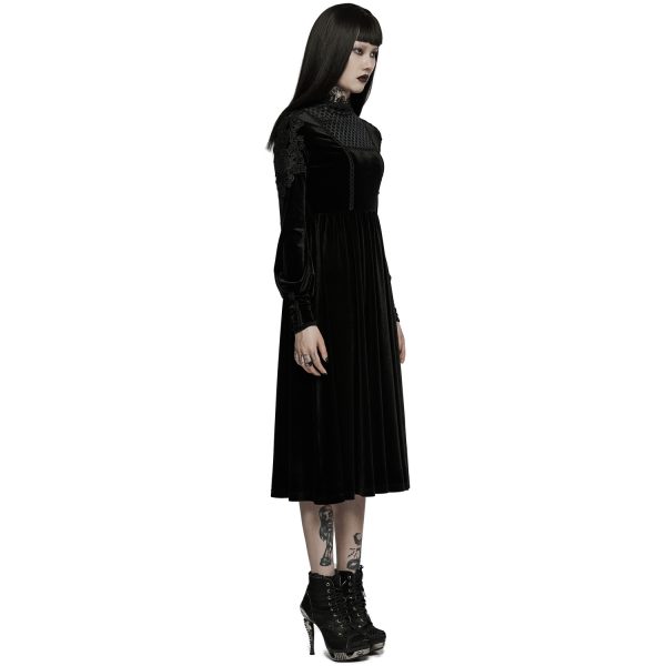 magasin en ligne france PUNK RAVE Robe Taille Haute ‘Carridwen’ En Velours Noir 5