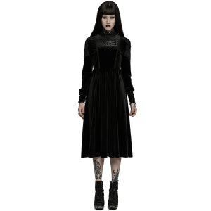 magasin en ligne france PUNK RAVE Robe Taille Haute ‘Carridwen’ En Velours Noir 24