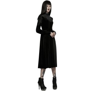 magasin en ligne france PUNK RAVE Robe Taille Haute ‘Carridwen’ En Velours Noir 26