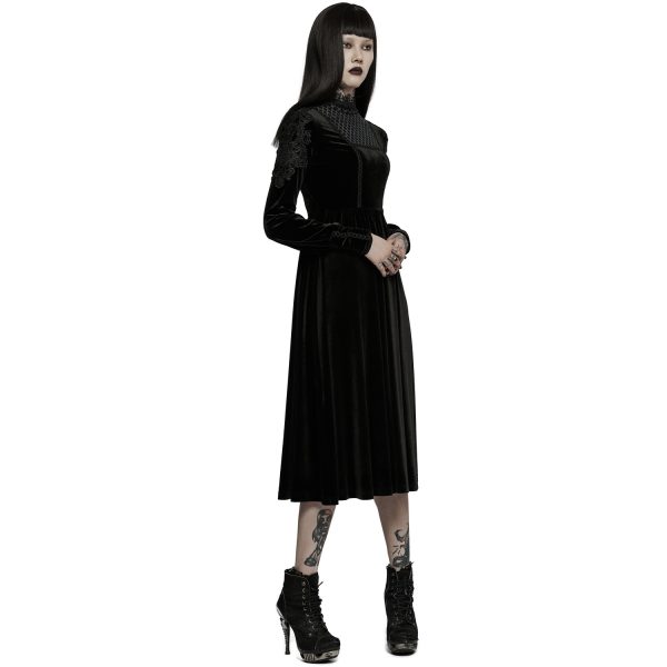 magasin en ligne france PUNK RAVE Robe Taille Haute ‘Carridwen’ En Velours Noir 7