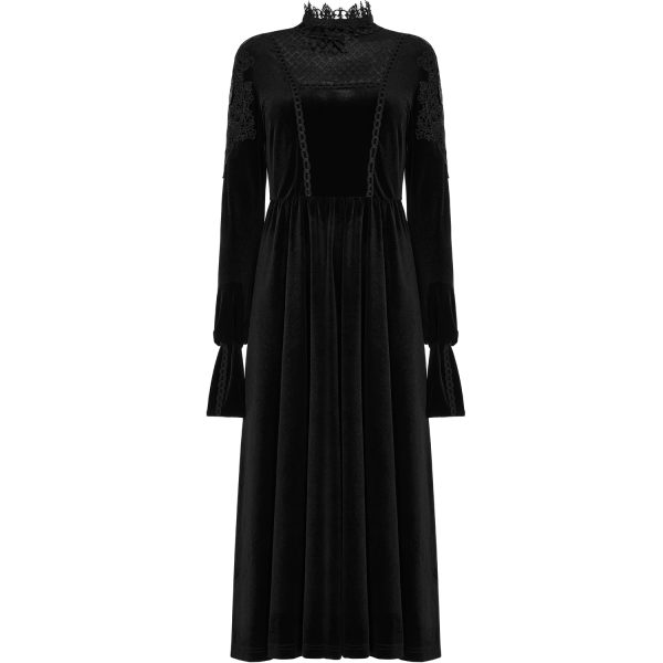 magasin en ligne france PUNK RAVE Robe Taille Haute ‘Carridwen’ En Velours Noir 9
