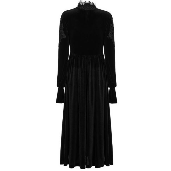 magasin en ligne france PUNK RAVE Robe Taille Haute ‘Carridwen’ En Velours Noir 10