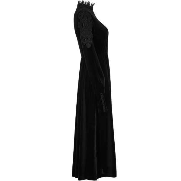 magasin en ligne france PUNK RAVE Robe Taille Haute ‘Carridwen’ En Velours Noir 11