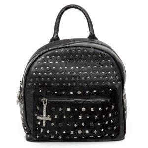 bas prix NEW ROCK Sac à Dos ‘Pentagram’ En Cuir Et Velours Noirs 8