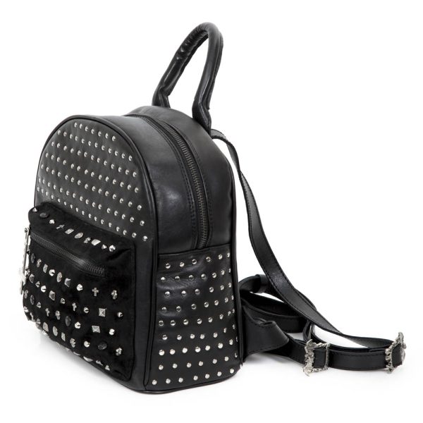 bas prix NEW ROCK Sac à Dos ‘Pentagram’ En Cuir Et Velours Noirs 4