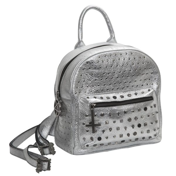 NEW ROCK Sac à Dos ‘Pentagram’ En Cuir Gris Vente 1