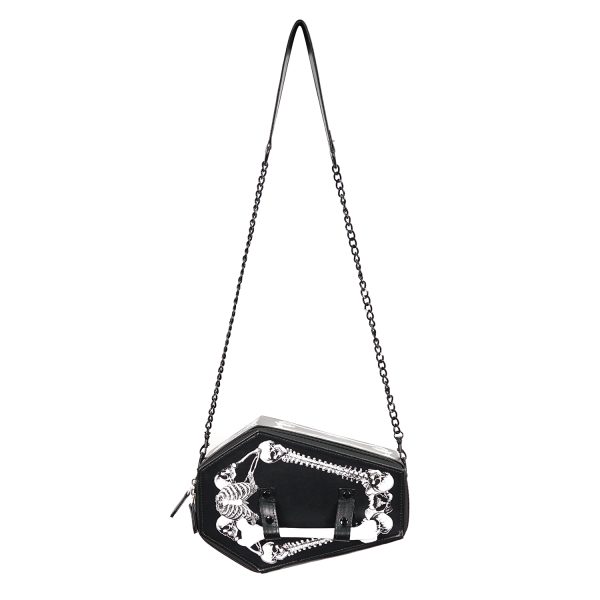 DEVIL FASHION Sac à Main ‘Coffin And Bones’ Noir bas prix 16