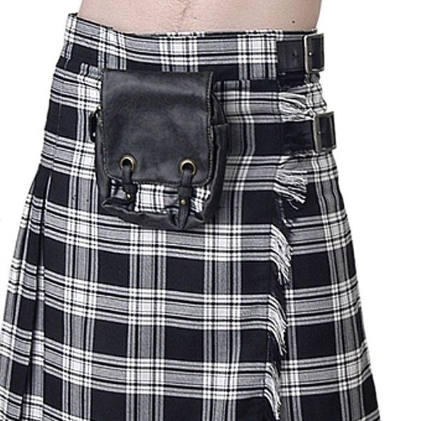 acheter en ligne QUEEN OF DARKNESS Sac De Kilt ‘White And Black Plaid’ 3