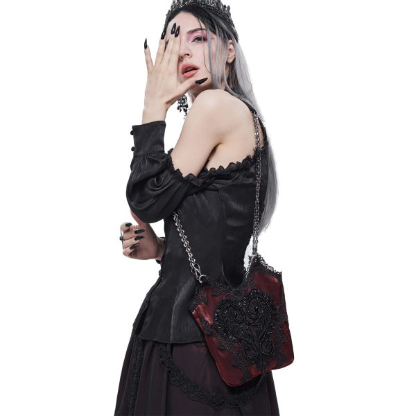 Livraison internationale DEVIL FASHION Sac ‘Satin Blood’ Rouge Et Noir 4