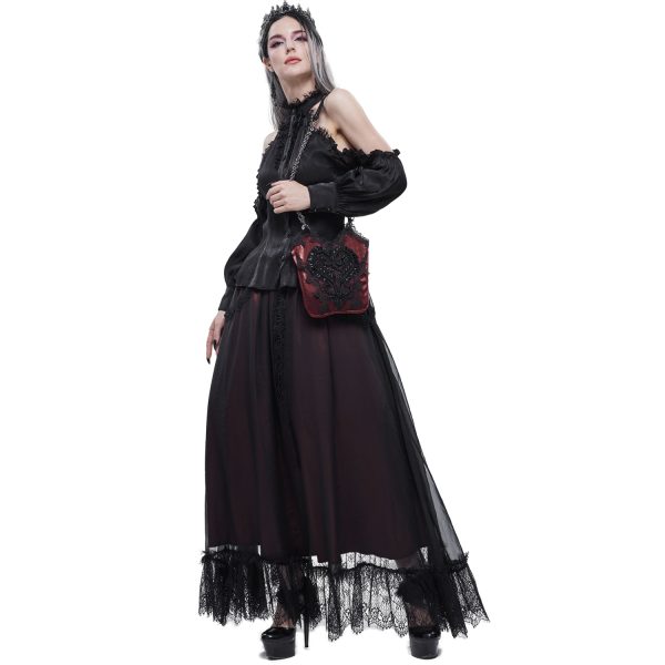Livraison internationale DEVIL FASHION Sac ‘Satin Blood’ Rouge Et Noir 8