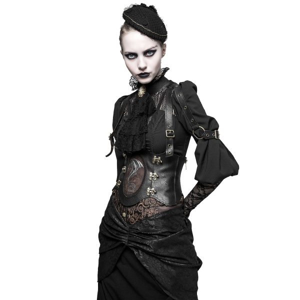 Nouvelle tendance PUNK RAVE Serre-Taille Marron Foncé ‘Dragon Lady’ 3