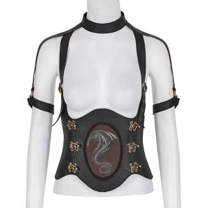 Nouvelle tendance PUNK RAVE Serre-Taille Marron Foncé ‘Dragon Lady’ 26